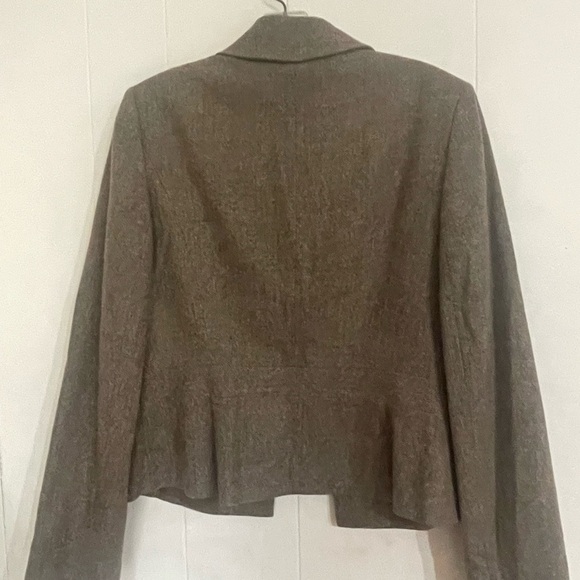 Ann Taylor Loft pant suit set brown herringbone virgin wool Laura size 8L long - Picture 8 of 9